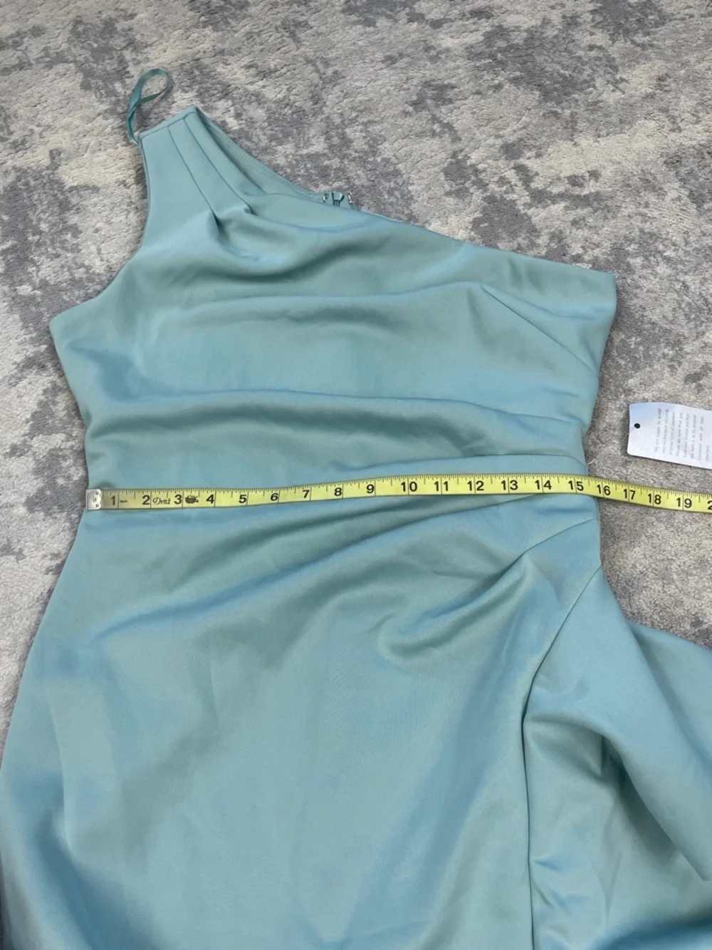 New Xscape Ruffled One Shoulder Scuba Gown Maxi Dress Sage Sz 14